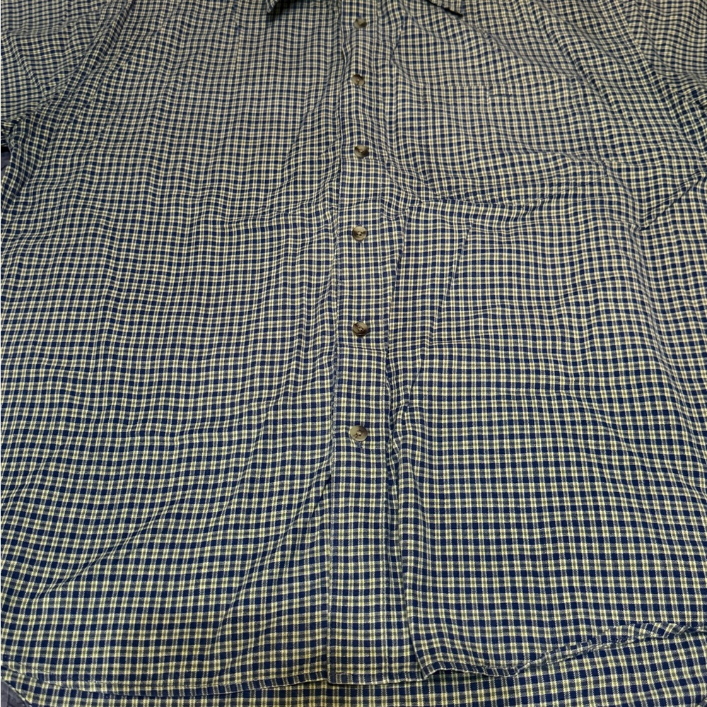 Ferruche New York City Blue Plaid Cotton Shirt L–Oversized Workwear Button-Up